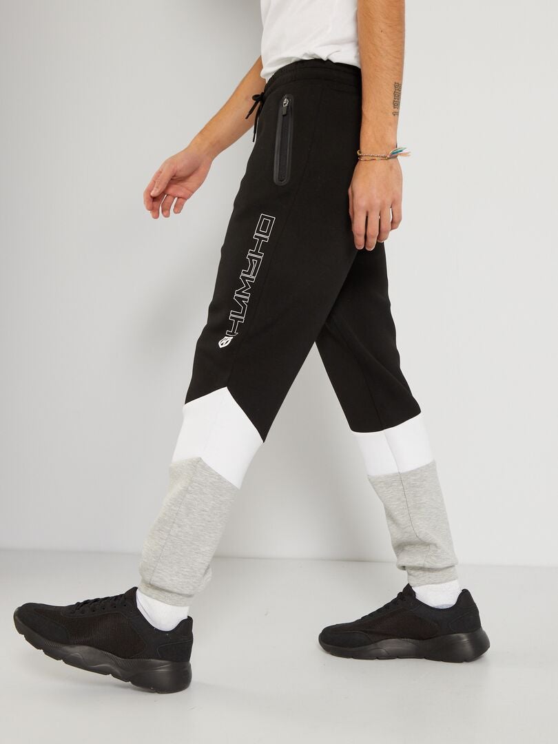 Pantaloni joggers color block in neoprene NERO - Kiabi