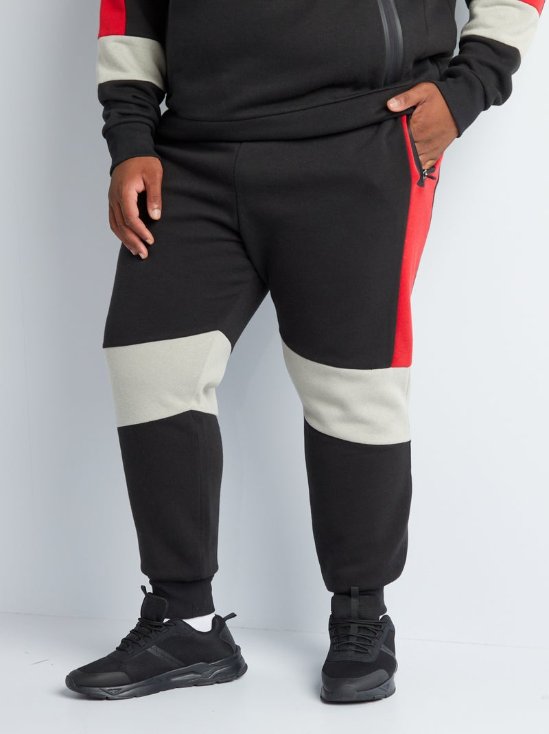 Pantaloni joggers color block Nero - Kiabi