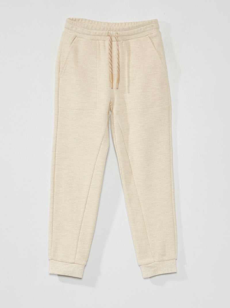 Pantaloni joggers in piqué di cotone - Taglio più aderente BEIGE - Kiabi