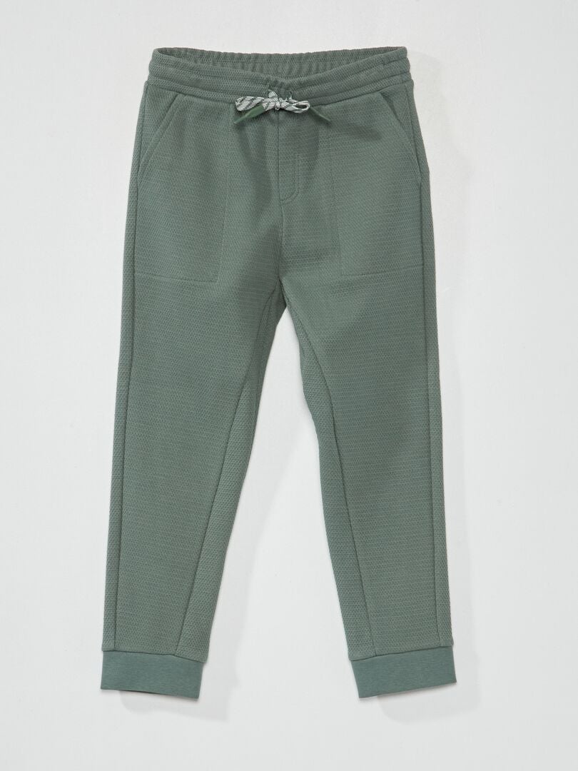 Pantaloni joggers in piqué di cotone - Taglio più aderente grigio verde - Kiabi