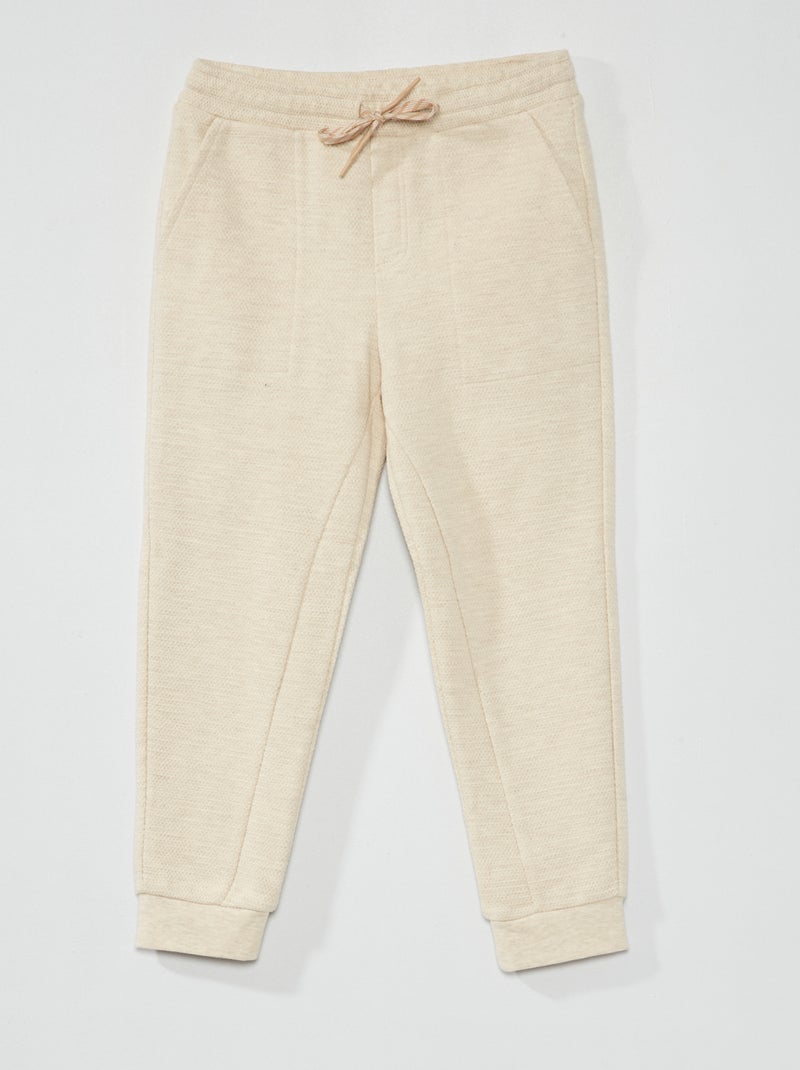 Pantaloni joggers in piqué di cotone - Taglio più confortevole BEIGE - Kiabi