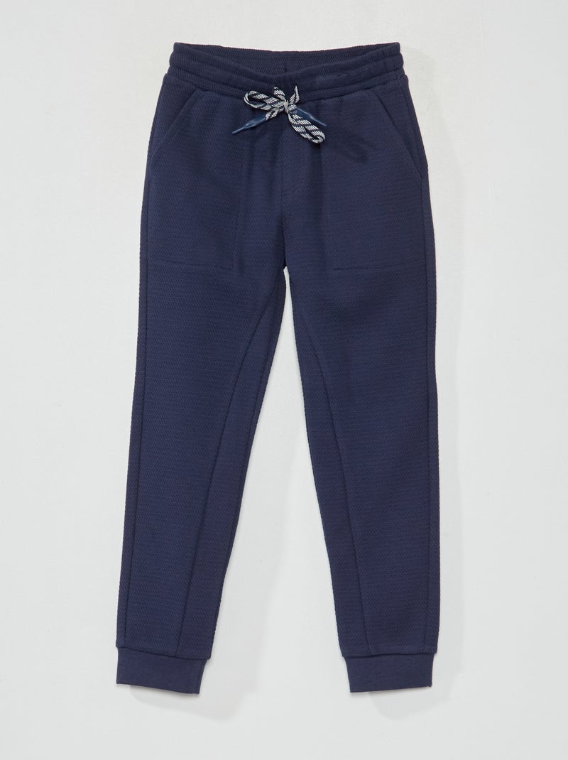 Pantaloni joggers in piqué di cotone - Taglio più confortevole blu nero - Kiabi