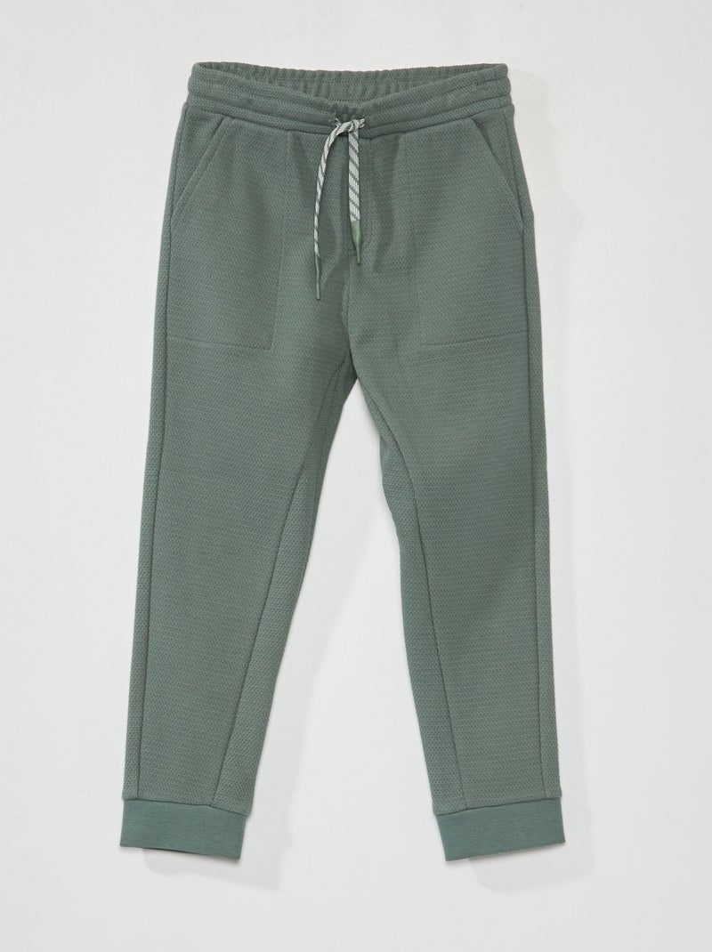 Pantaloni joggers in piqué di cotone - Taglio più confortevole grigio verde - Kiabi