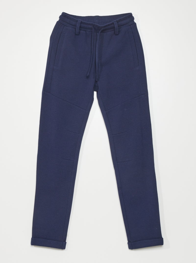 Pantaloni joggers in piqué di cotone blu nero - Kiabi