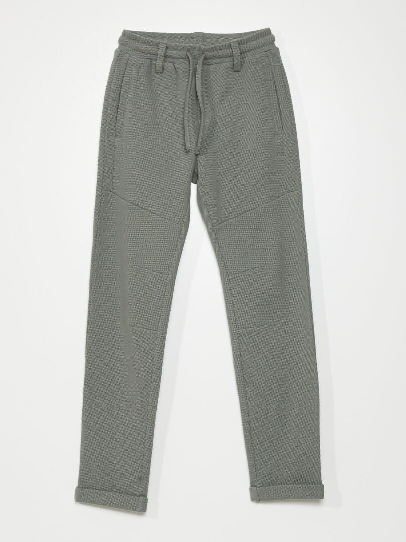 Pantaloni joggers in piqué di cotone grigio verde - Kiabi