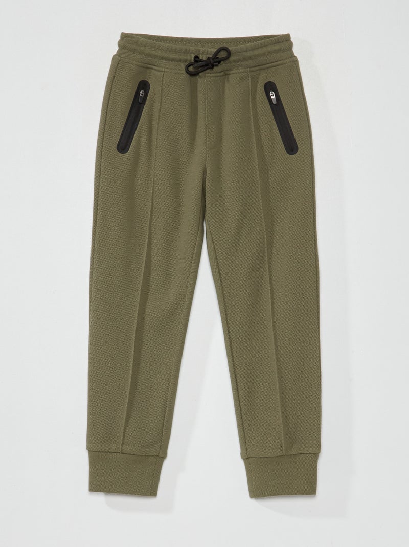 Pantaloni joggers in piqué di cotone verde scuro - Kiabi