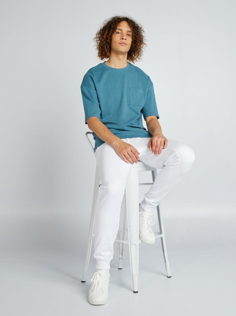 Pantaloni joggers in tessuto felpato - Bianco - Kiabi