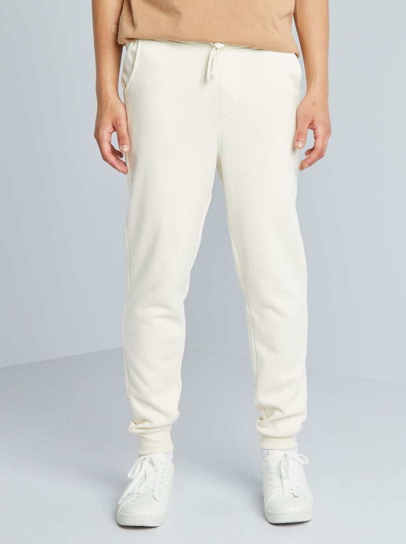 Pantaloni joggers in tessuto felpato - BIANCO - Kiabi