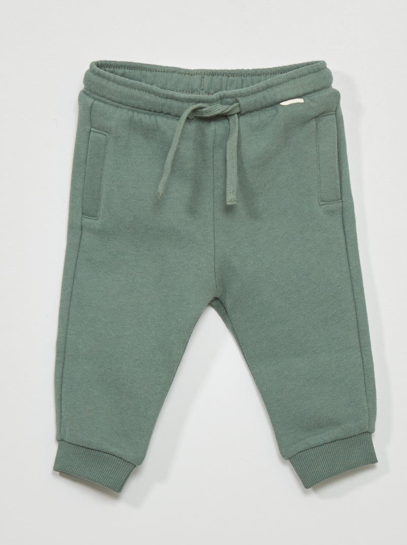 Pantaloni joggers in tessuto felpato grigio verde - Kiabi