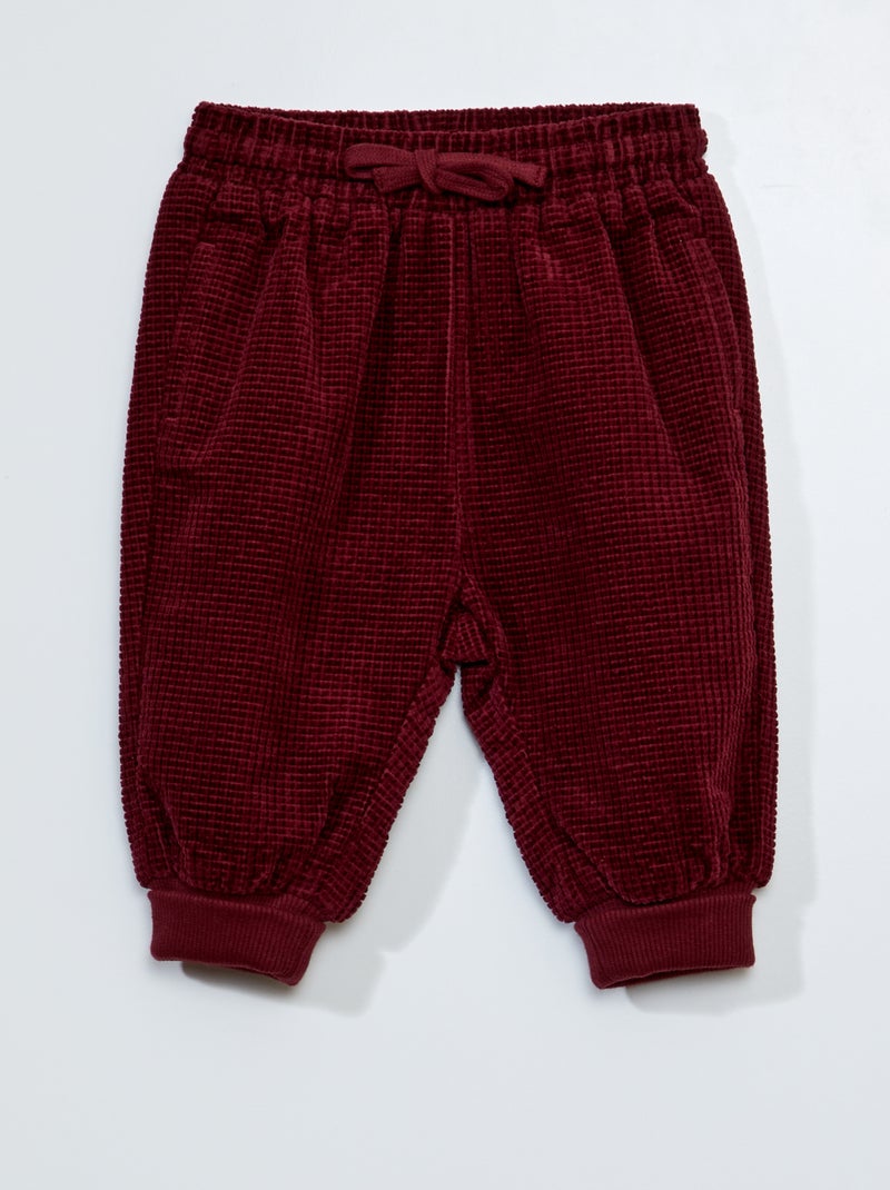 Pantaloni joggers in velluto - Sempre più confortevole ROSSO - Kiabi