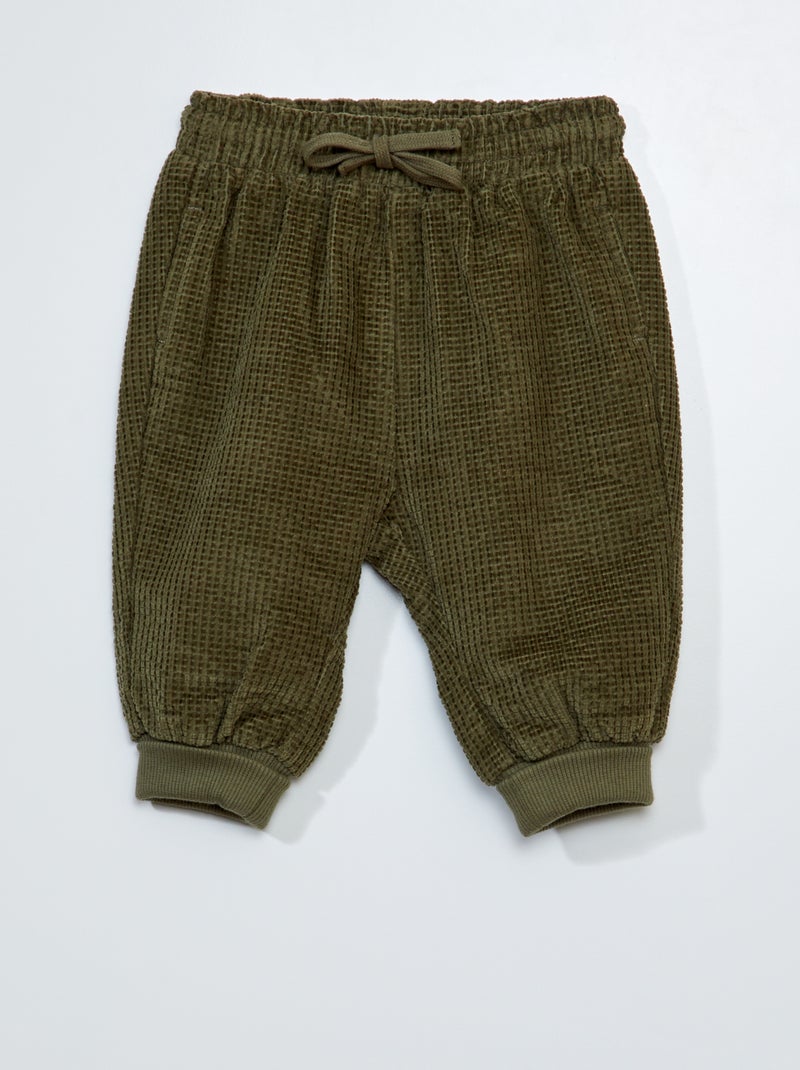 Pantaloni joggers in velluto - Sempre più confortevole VERDE - Kiabi