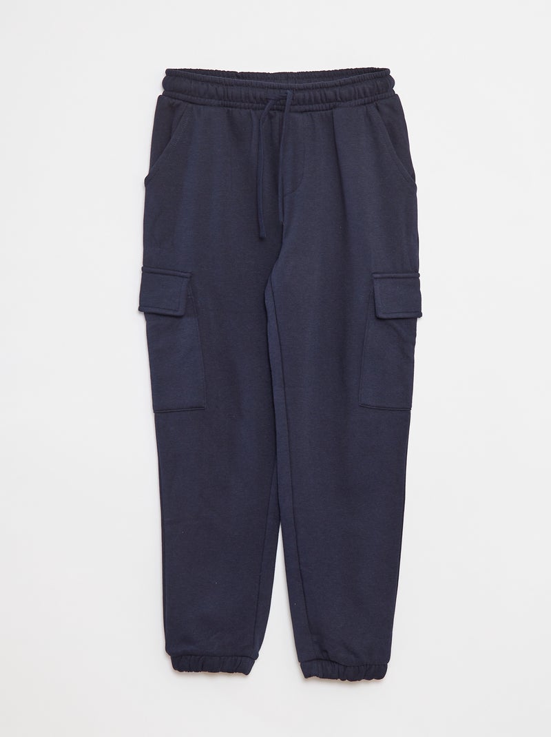 Pantaloni joggers multitasche in tessuto felpato blu - Kiabi