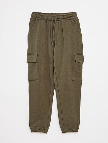 Pantaloni joggers multitasche in tessuto felpato