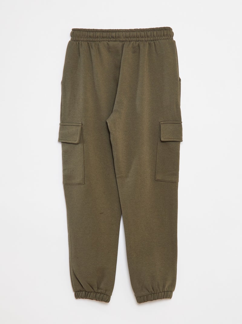 Pantaloni joggers multitasche in tessuto felpato Kaki - Kiabi