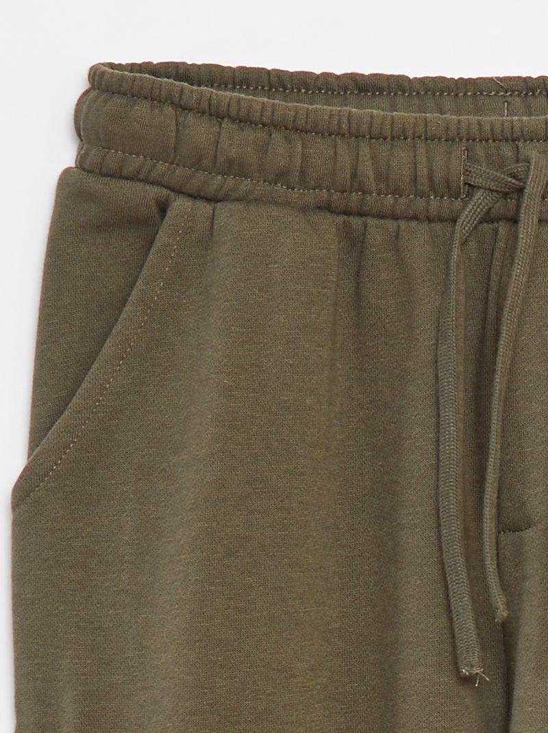 Pantaloni joggers multitasche in tessuto felpato Kaki - Kiabi