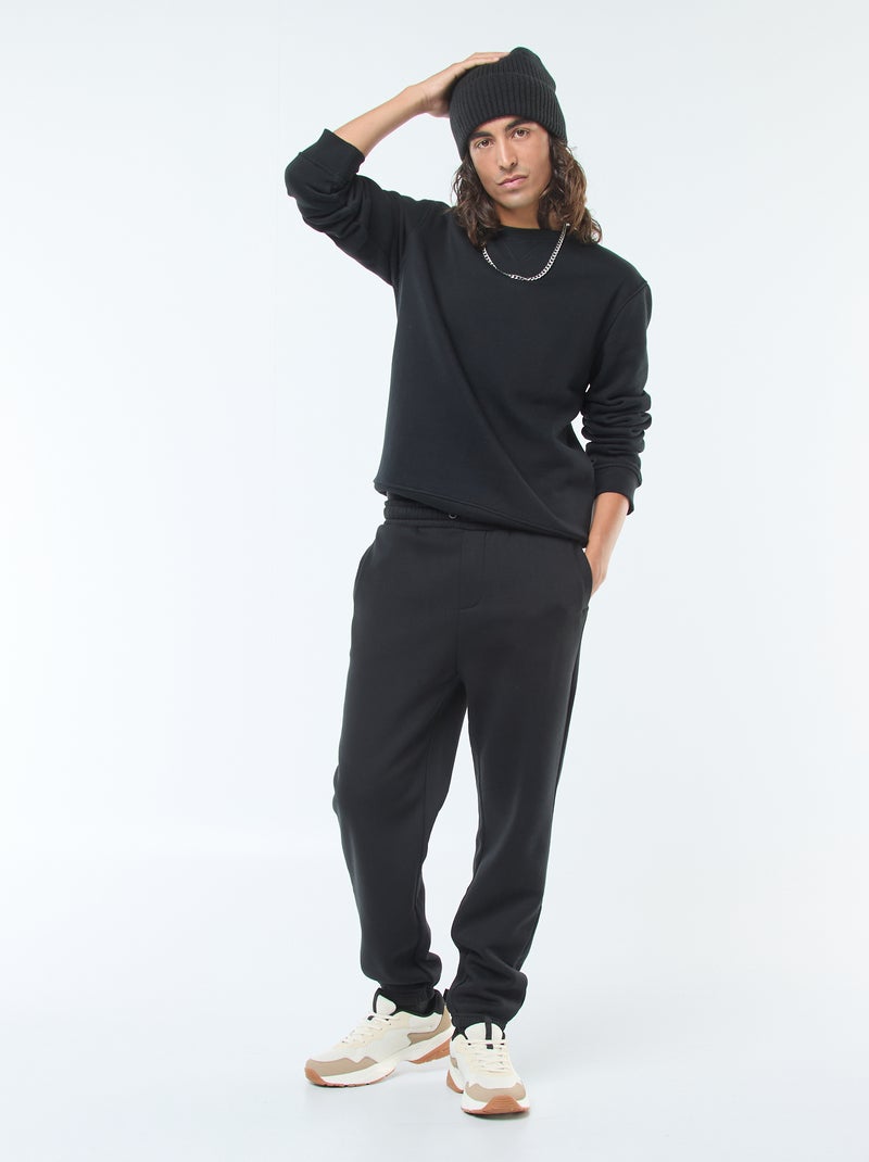 Pantaloni joggers tinta unita con cordoncini da stringere in vita nero - Kiabi