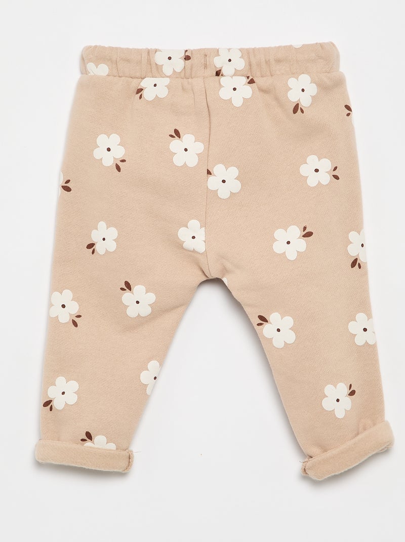 Pantaloni jogging con motivo Beige - Kiabi