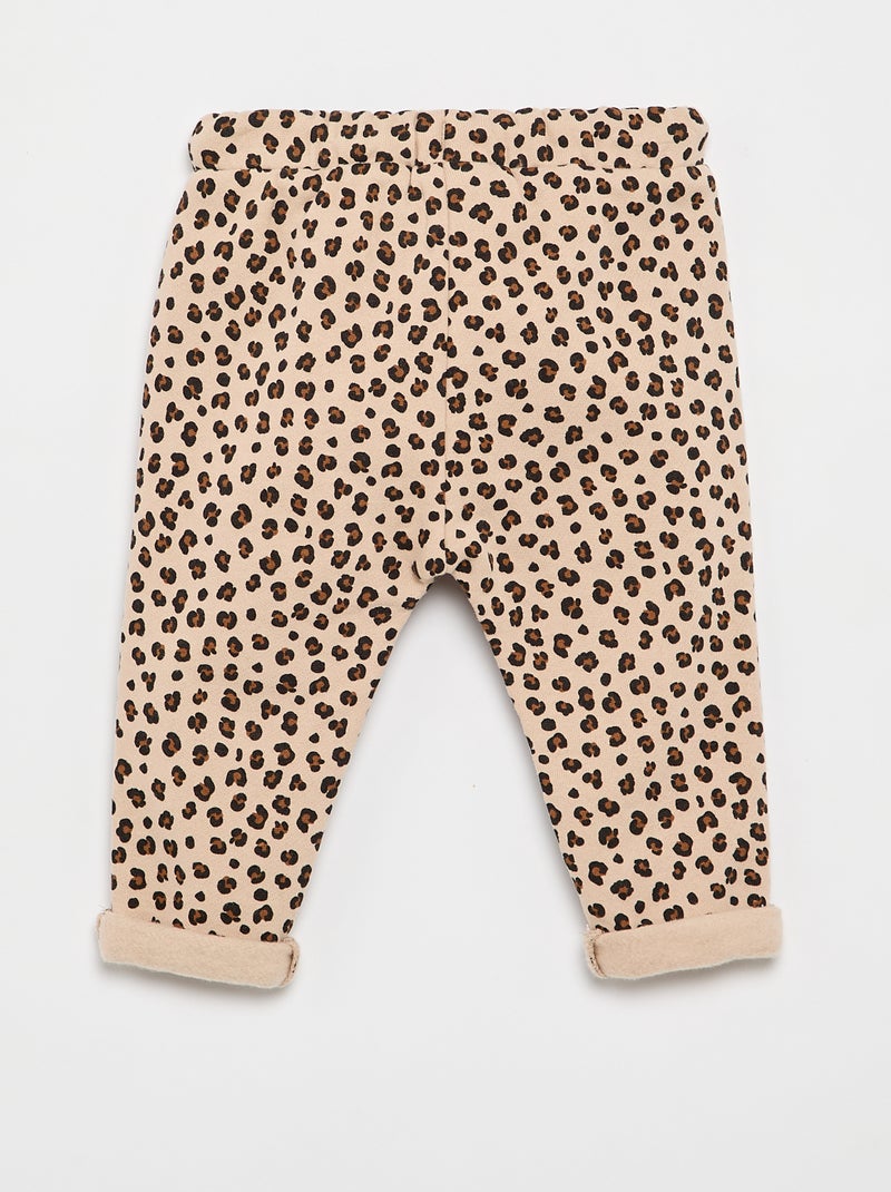 Pantaloni jogging con motivo Beige - Kiabi