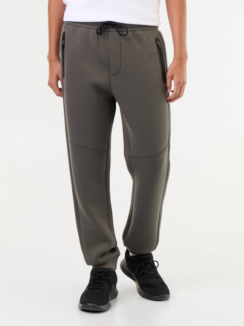 Pantaloni jogging con tasche zippate Kaki - Kiabi
