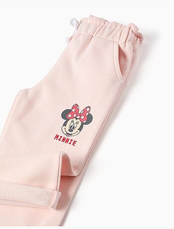 Pantaloni jogging in cotone brushed con stampa minnie