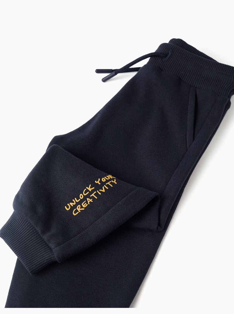 Pantaloni jogging in cotone con stampa creativity Blu scuro - Kiabi