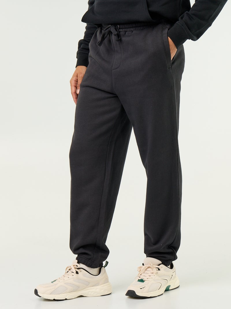 Pantaloni jogging in felpa tinta unita Nero - Kiabi