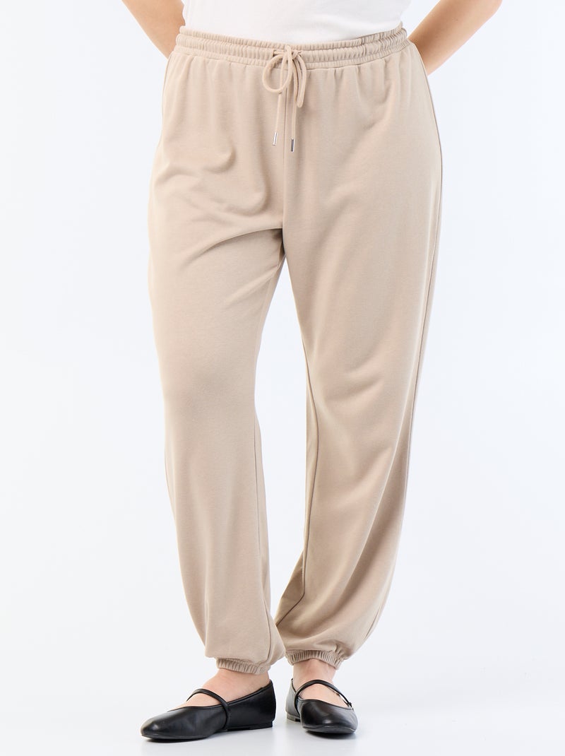 Pantaloni jogging in french terry Beige - Kiabi