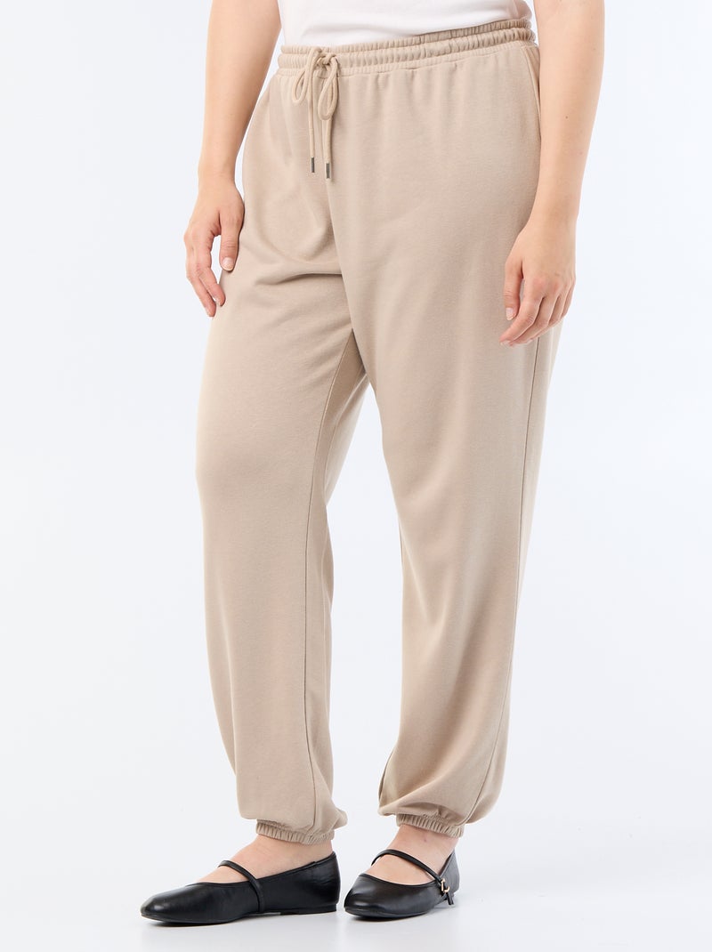 Pantaloni jogging in french terry Beige - Kiabi
