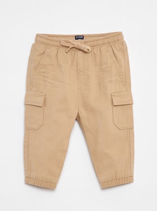 Pantaloni jogging in twill con tasche con patta