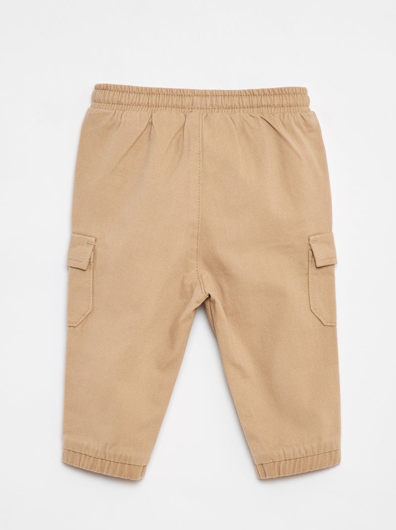 Pantaloni jogging in twill con tasche con patta Beige - Kiabi