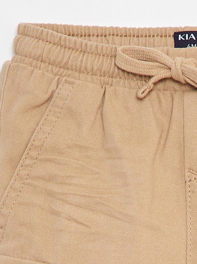 Pantaloni jogging in twill con tasche con patta Beige - Kiabi