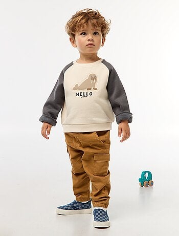 Pantaloni jogging in twill con tasche con patta