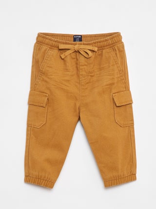 Pantaloni jogging in twill con tasche con patta