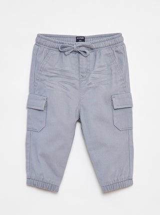 Pantaloni jogging in twill con tasche con patta
