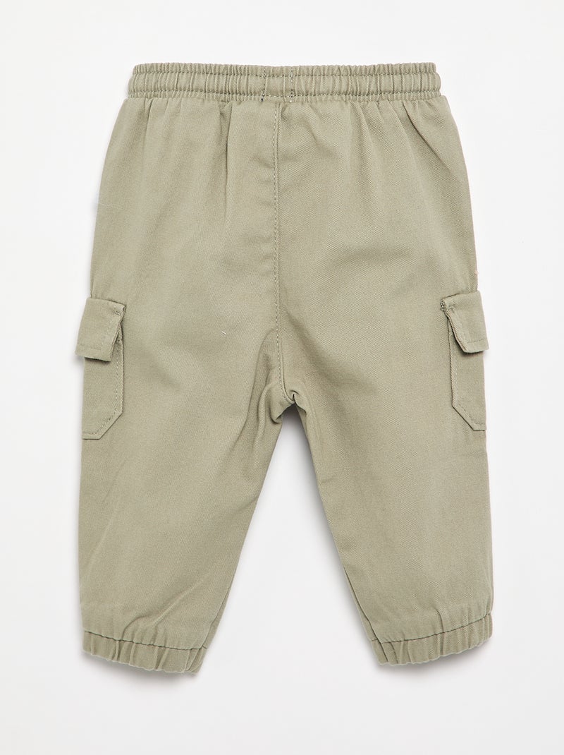 Pantaloni jogging in twill con tasche con patta Kaki - Kiabi