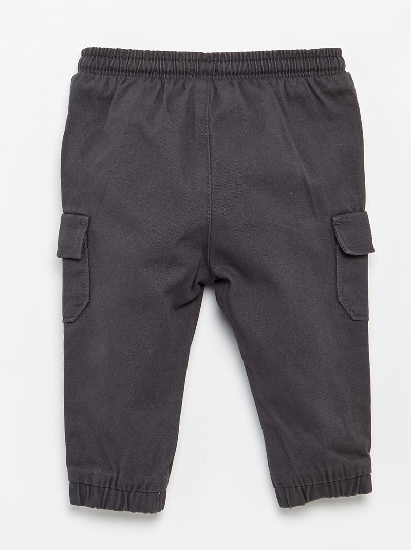 Pantaloni jogging in twill con tasche con patta Nero - Kiabi