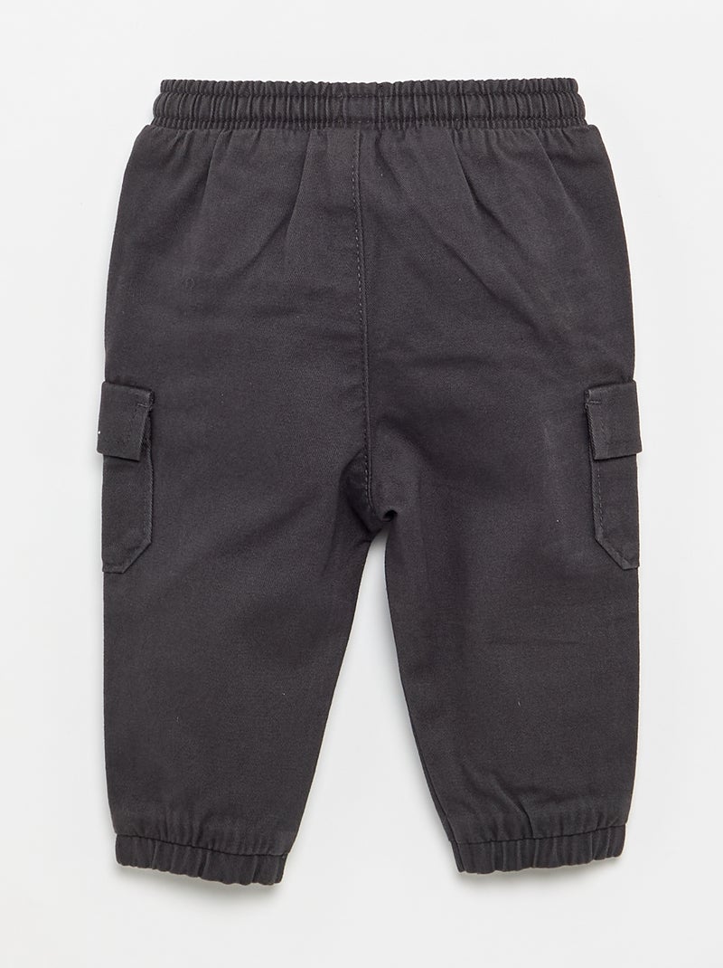 Pantaloni jogging in twill con tasche con patta Nero - Kiabi