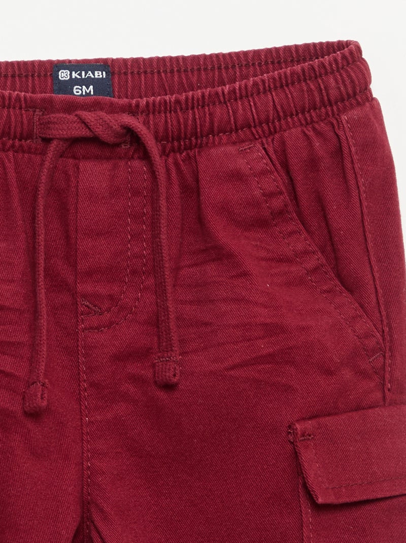 Pantaloni jogging in twill con tasche con patta Rosso - Kiabi