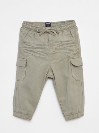 Pantaloni jogging in twill con tasche con patta