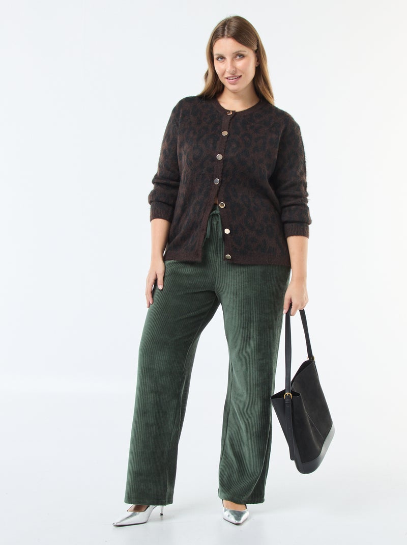 Pantaloni jogging in velluto a coste Kaki - Kiabi