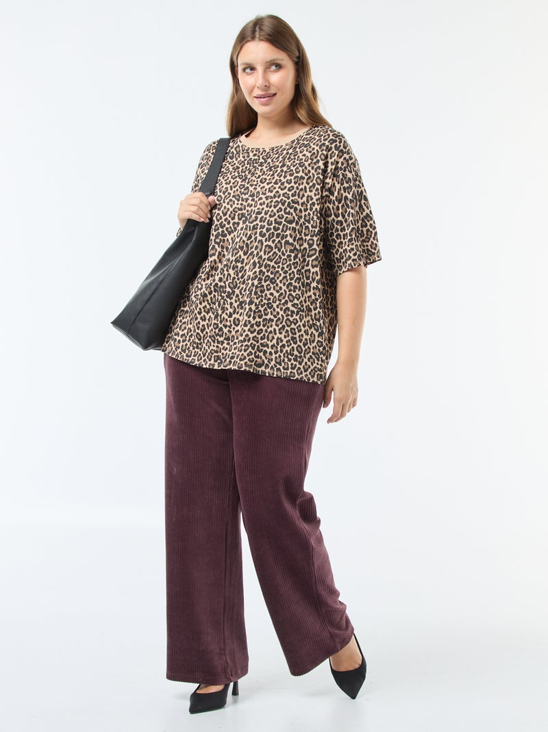 Pantaloni jogging in velluto a coste Viola - Kiabi