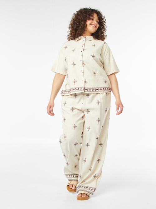 Pantaloni larghi 3/4 ricamati - Kiabi