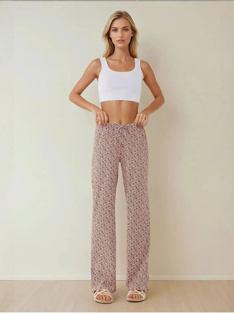 Pantaloni larghi a fantasia Rosa antico - Kiabi