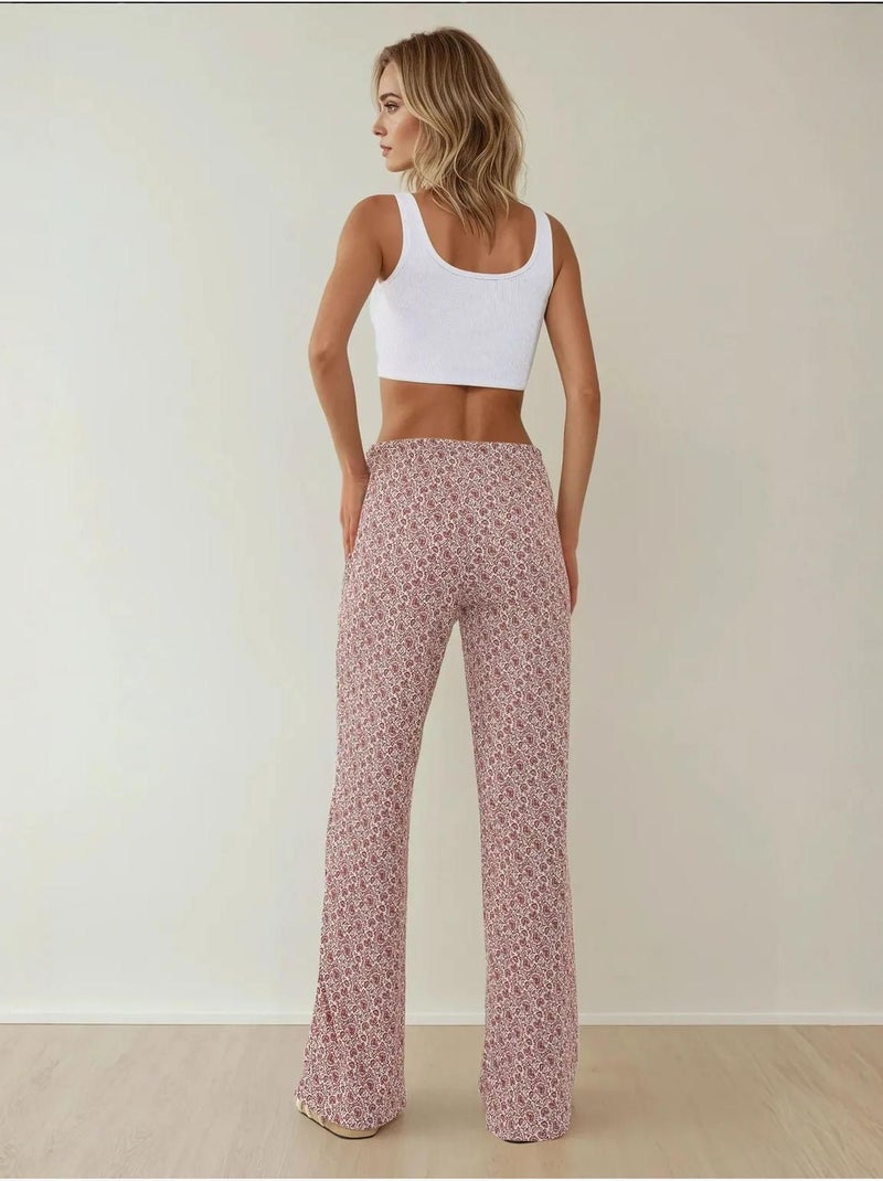 Pantaloni larghi a fantasia Rosa antico - Kiabi