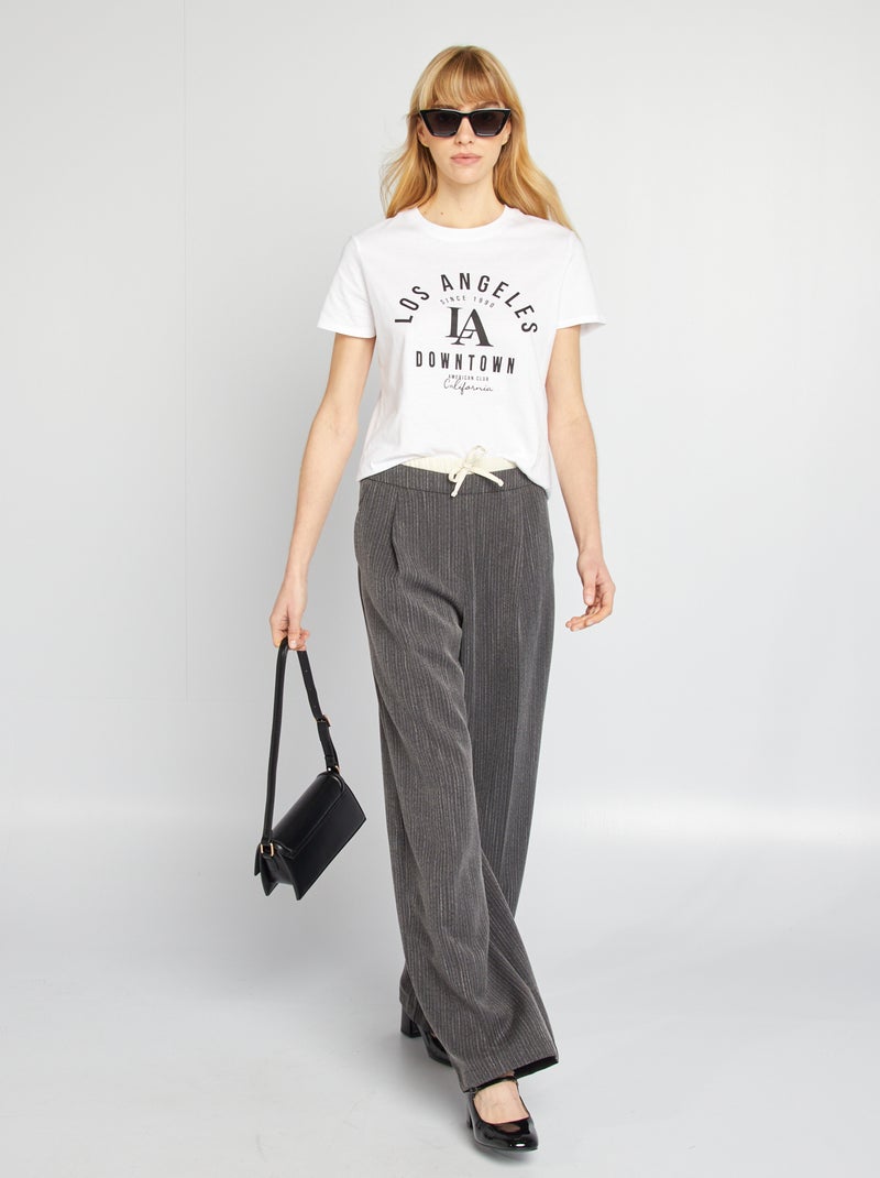 Pantaloni larghi a righe effetto 2 in 1 GRIGIO - Kiabi
