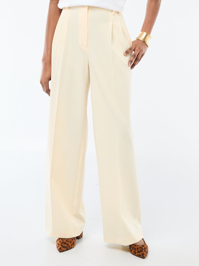 Pantaloni larghi a vita alta 5 tasche Beige - Kiabi