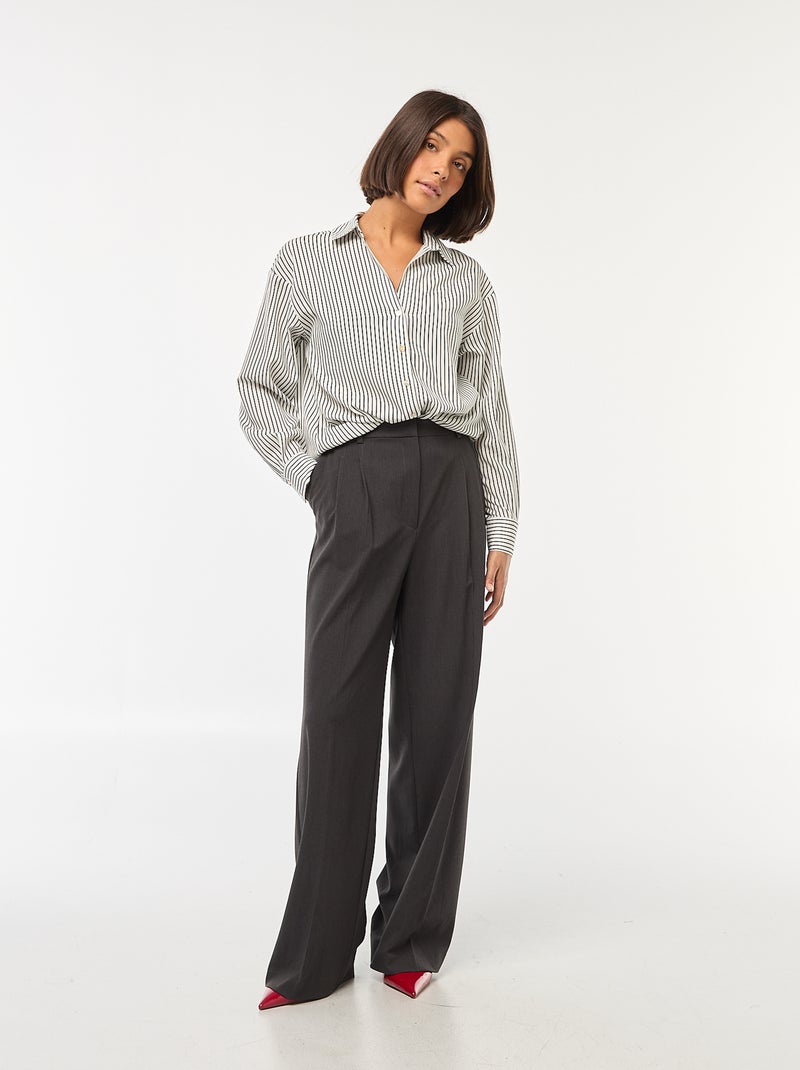 Pantaloni larghi a vita alta 5 tasche Grigio - Kiabi