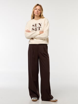 Pantaloni larghi a vita alta 5 tasche