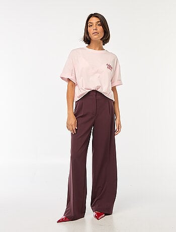 Pantaloni larghi a vita alta 5 tasche