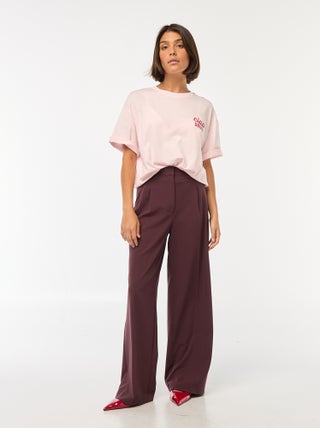 Pantaloni larghi a vita alta 5 tasche